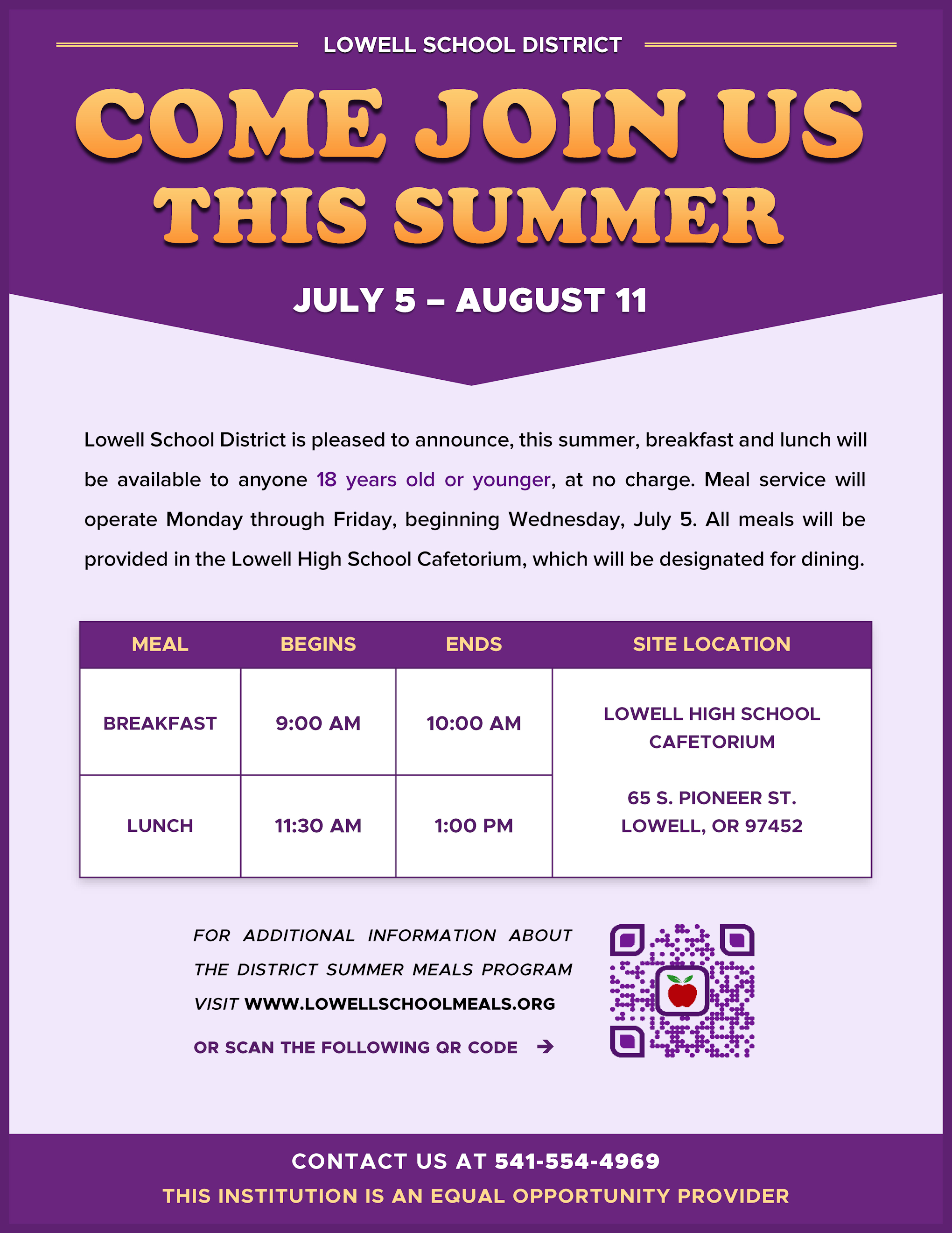Lowell SD Seamless Summer Meals Flyer 2023 (Updated Breakfast Time)_Page_1